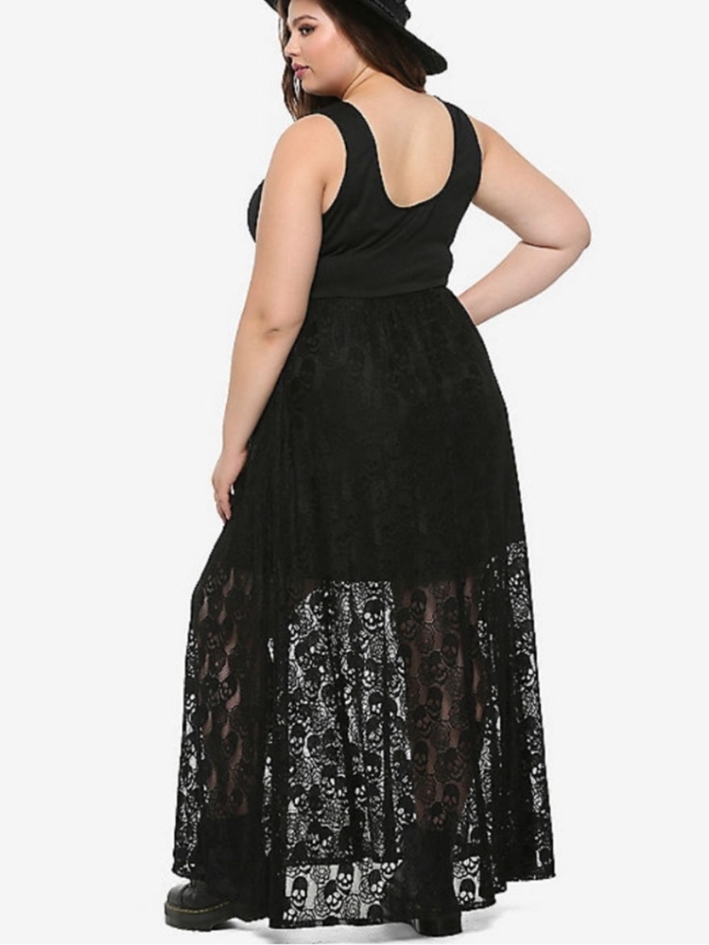 NWT Hot Topic Lace-Up Corset Skull Lace Maxi Dress Size 1